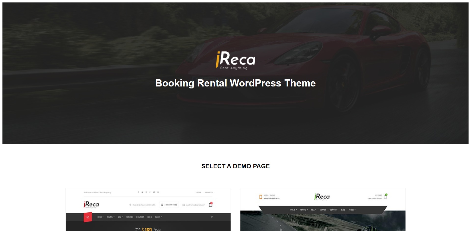 Ireca-在线预约租赁汽车WordPress主题