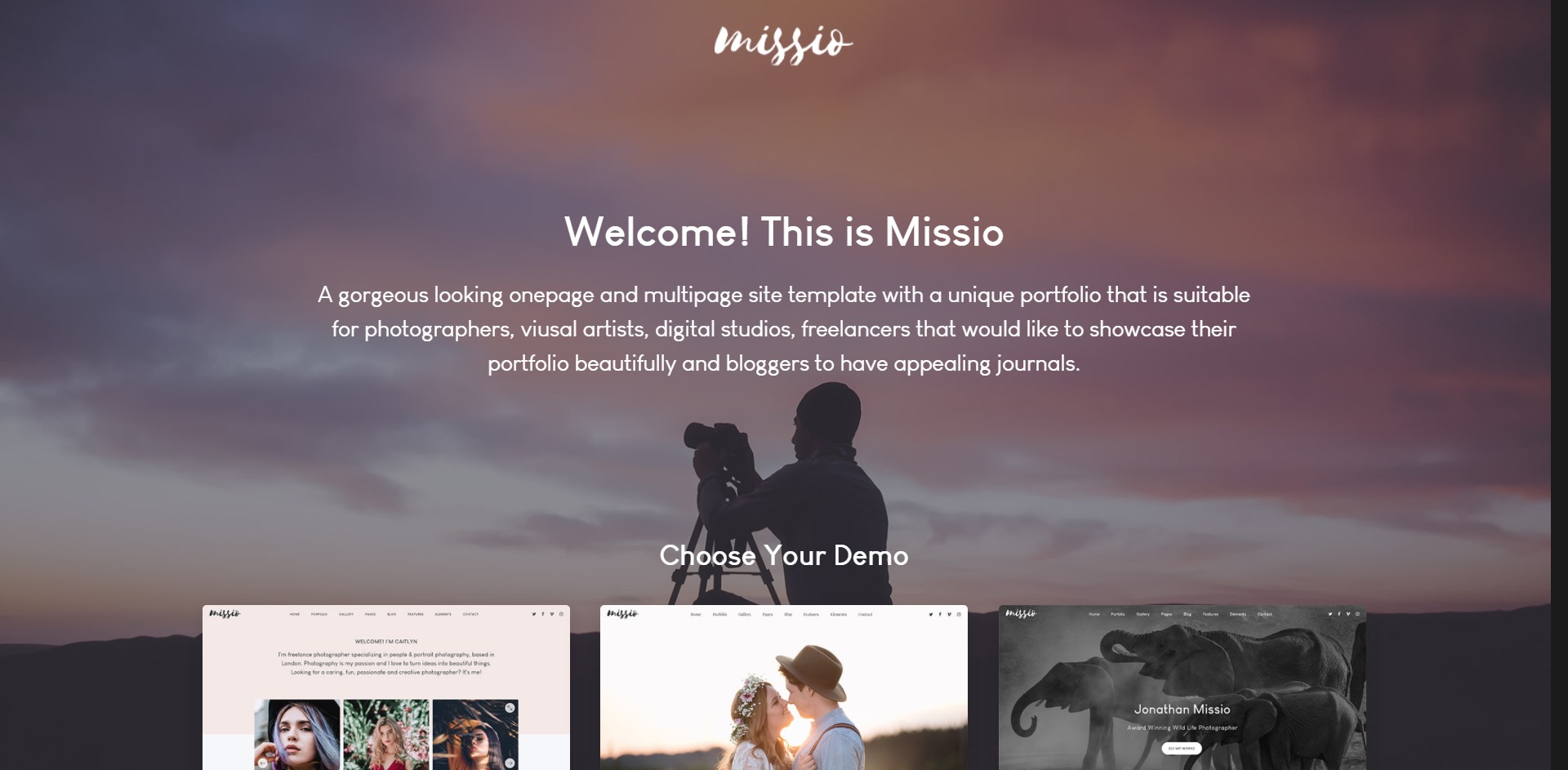 Missio-摄影拍照艺术作品展示WordPress主题
